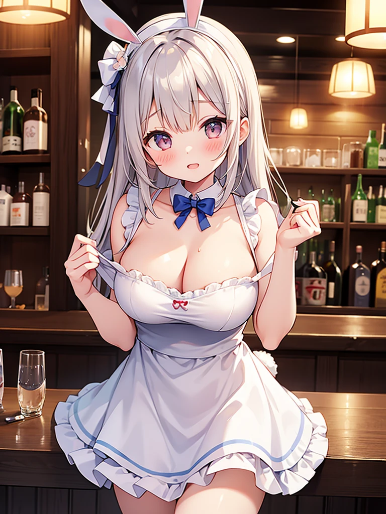 Girl、bunny、Waitress Dress、Large Breasts、Too much exposure、bar、sake、sexy