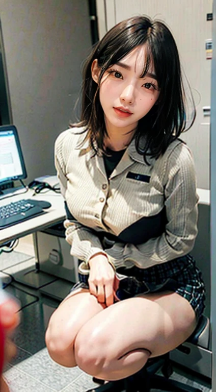(Remote Play), OL、((Secretary uniform)),Tight mini skirt、Office Lady、Inside the company、 (close your eyes, Open your mouth, Slouching posture), 1 Female, solo, 19 years old, 7 heads, Ideal body proportions, Erect nipples, Sexy Body, Black-haired, , Slender, Large Breasts, Beautiful feet, Thin legs, Surrealism, Cinema Lighting, Depth of written boundary, First Person View, debt/1.8, 135mm, んdebtdebt, Tabletop, Accurate, Anatomically correct, Textured skin, Super Detail, Attention to detail, high quality, Awards, 最high quality, High resolution, 8k