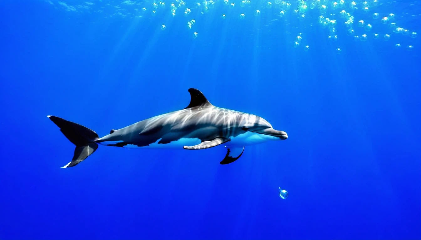 Sea、Three dolphins、Lassen、beautiful、Bubble、Sunshine、South Sea、Lots of tropical fish、coral