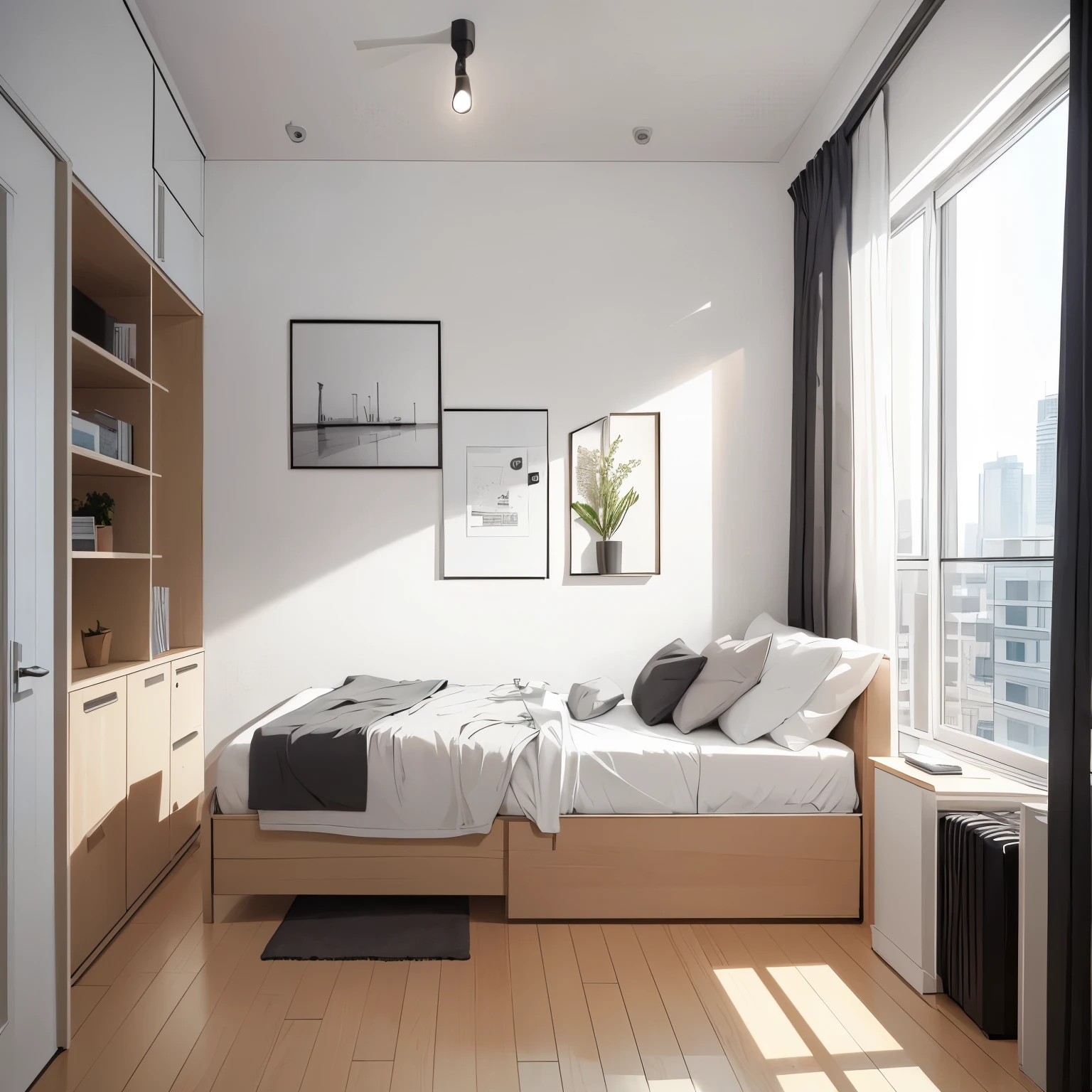 cozy white modern flat small apartments, wall