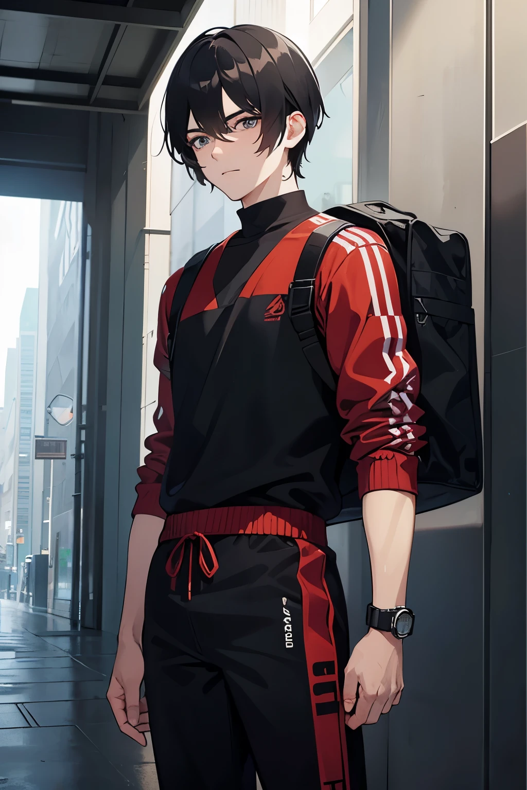 Ren:

	• Ren is a young man of about 18 years old, slim but athletic build due to his martial arts training.
	• He has jet black hair, corto y desordenado, con mechones rebeldes que caen sobre su frente.
	• His eyes are of a deep and penetrating color, that reflect determination and courage.
	• Usually dresses in urban and functional clothing, como sudaderas con capucha, camisetas y pantalones ajustados, always ready for action