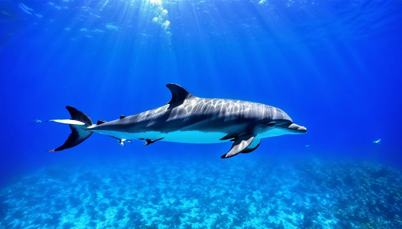 Sea、Three dolphins、Lassen、beautiful、Bubble、Sunshine、South Sea、Multiple tropical fish、beautifulサンゴ礁、