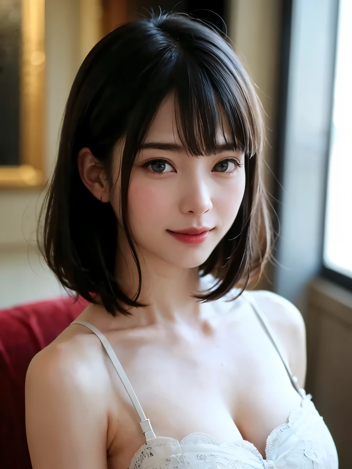 (software:1.8、masterpiece, highest quality),1 girl, alone, hyper Realistic, Realistic,Realistic, Looking at the audience, Light brown eyes:1.4,Brunette Short Bob Hair with highly detailed shiny hair, Brightly colored winter clothes, Lepangas:1.4), Outdoor, Mouth closed, Upper Body、big chest eye、eyelash、{Hugeな|big chest|Hugeなな|Mega} whole :2, chestの谷間:2、(((big chest eye、Short Bob Hair、Highlights from Students、Looking at the audience、She is very beautiful and cute、Show me your ears、Long neck、smile、Close your mouth and smile、Bangs and beautiful teeth)))、Ideal body type、（Nothing is drawn、Very beautiful pure white background:1.6）、美しいLong neck:1.4、(({Huge|big|Hugeな|Mega} chest, chestの谷間:2、Upper Bodyは服を着ていない:1.6))、(((Portraiture:2)))、Perfect Anatomy