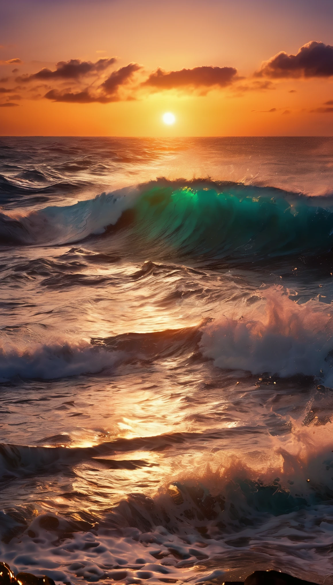 Arafedo view of the sunset over the ocean with waves crashing, vivid sunrise, Breathtaking色彩, Breathtaking表情, vivid sunset, Breathtaking構成, beautiful海の風景, Amazing sunset, Great background, sunset, beautiful背景, beautiful、dream-like、Breathtaking, Mark Adams, 暖かくbeautiful景色, Spectacular sunset, beautiful夕日, beautiful sunset, beautiful海