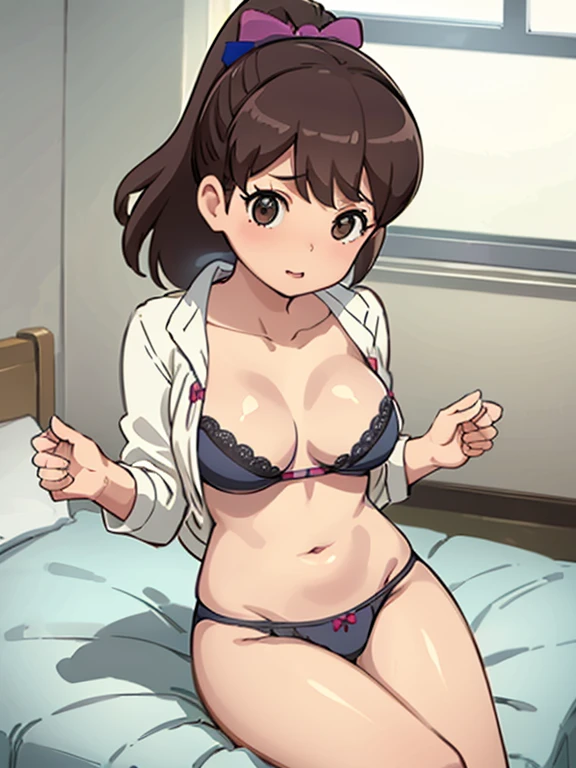 (Mastepiece,1 Girl, alone,,Girl) (Kodama Fumika)With legs open in bed、Big Breasts、In underwear