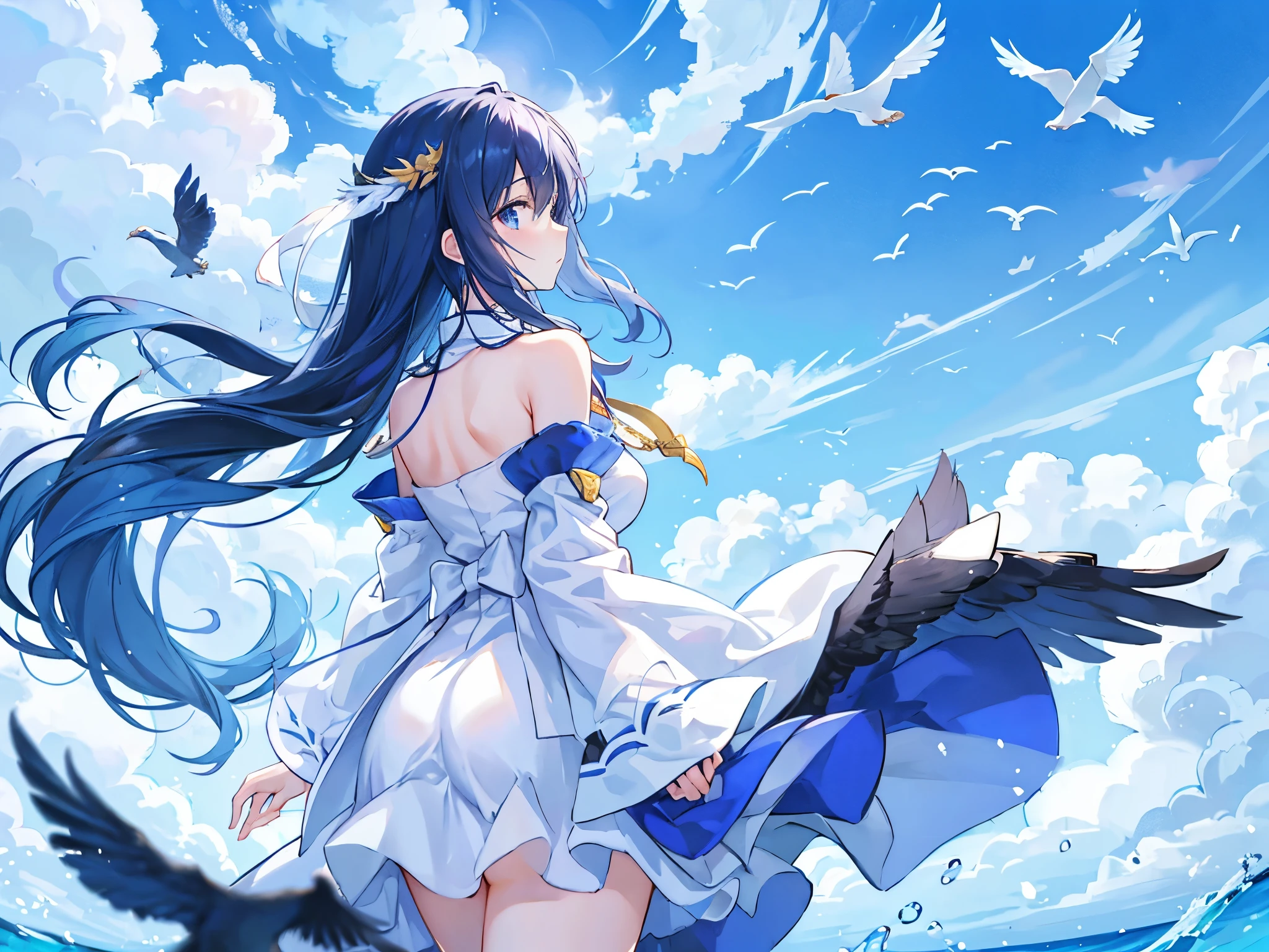 You will fly to the far reaches of the sky、My heart trembles in the endless blue sky、Birds of freedom, without even looking back