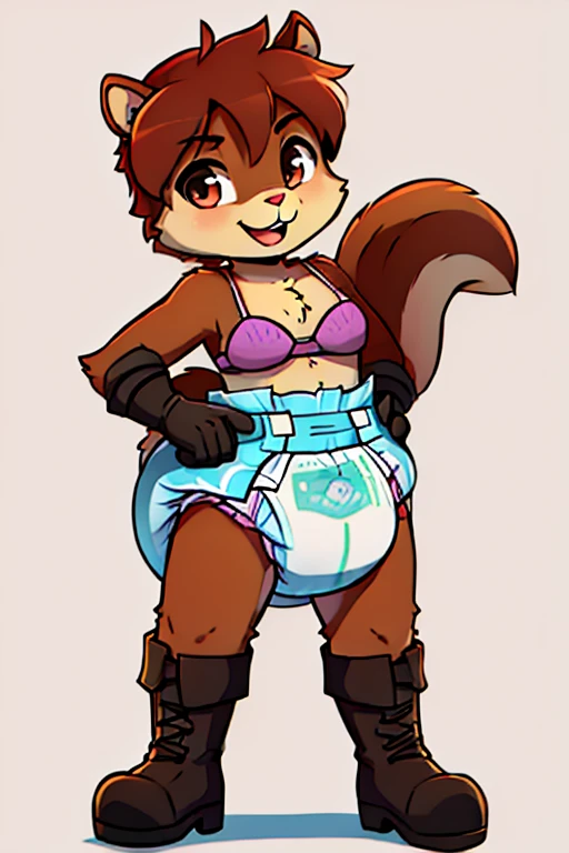 boy, squirrel, furry, bodyfur, bra, diaper, gloves, boots