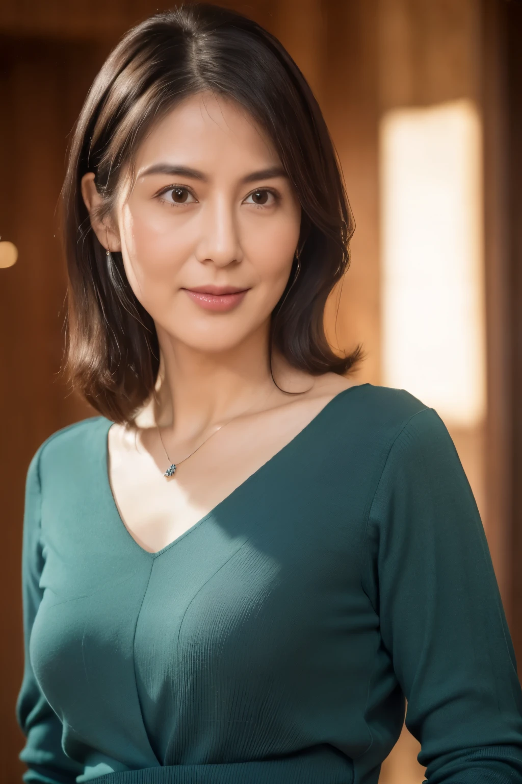 980331 A woman in a green dress posing for a picture - SeaArt AI