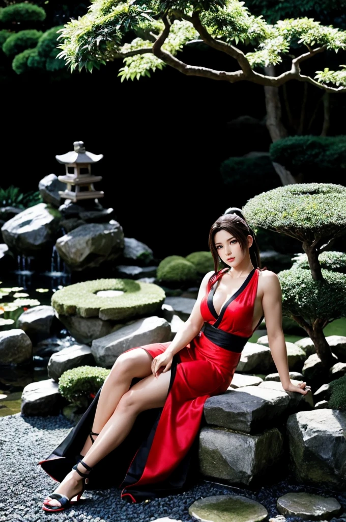Mai Shiranui, (melhor qualidade,ultra-detalhado),(Realista:1.37), rosto bonito e detalhado, Textura ultrarrealista, rosto delicado, athletic body, cores vivas. High definition, 8k