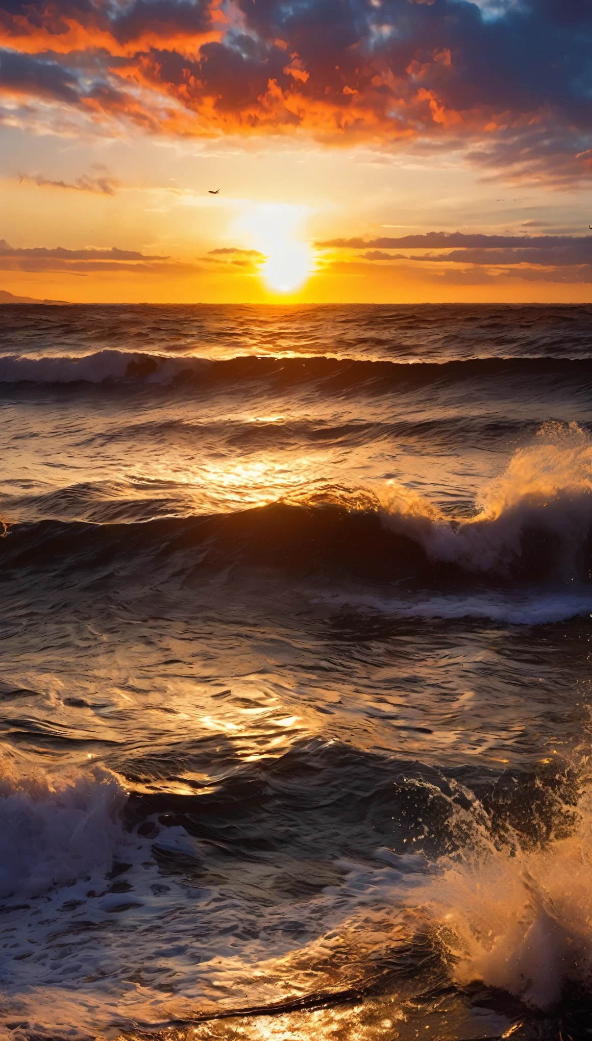 Arafedo view of the sunset over the ocean with waves crashing, vivid sunrise, Breathtaking色彩, Breathtaking表情, vivid sunset, Breathtaking構成, beautiful海の風景, Amazing sunset, Great background, sunset, beautiful背景, beautiful、dream-like、Breathtaking, Mark Adams, 暖かくbeautiful景色, Spectacular sunset, beautiful夕日, beautiful sunset, beautiful海