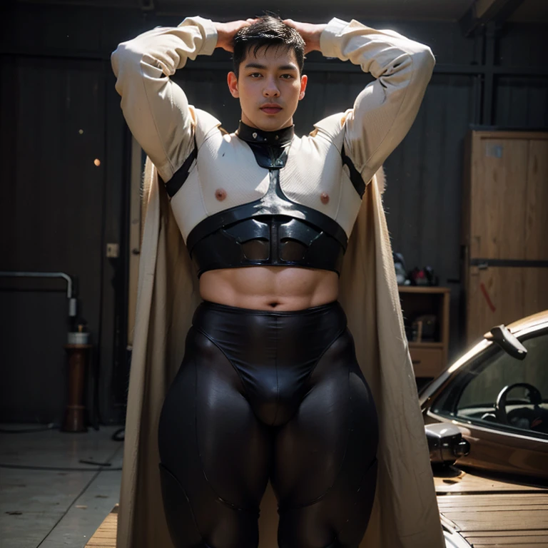 (masutepiece,High resolution,ultra - detailed:1.0),1(Boy ,robot boy ),Perfect male body,Look at the camera,Delicate eyes and delicate face,extremely details CG,Unity 8k wallpaper,intricate-detail,solo person,Detailed face, ( extreme tight high waisted white bodysuit), (extremely small size bodysuit squeeze out the side belly),Best Quality, hands visible, (( full length shot(fls) )) , big thighs , big fat hips , insane details, hyper details , photorealistic , only male , handsome boy , fat buttock , puffy nipples , 16k resolution , ultra-high clarity , hyperrealism, uhd,. K-pop idol , whore , slutty whore , swollen nipples , defeat , grins ,thick thighs, thick fat booty. Fat buttocks , male , gluteal fold , buttocks lift , (bare thighs ) , (bare chest ) , ( thick bottom ) , realism , hyper realistic , ( thick hips ). , standing ,( put your hands behind your head) , super tight , super handsome boy , male , gynecomastia , fatty hips , fatty buttocks, sexy , eroticism , nsfw , side belly fat , sexy slutty whore , nasty bitch , (photorealistic) , ( epic realism , epic photorealistic ) , grins , smirk , smile , shy , blushing , foot seen, big bulge , manly , phat hips , sexy slutty whore , orgasm face