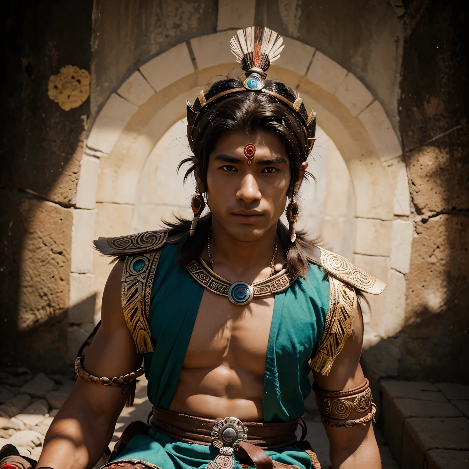I create a demigod from the union of Quetzalcóatl and Mictlantecuhtli in male gender anime format