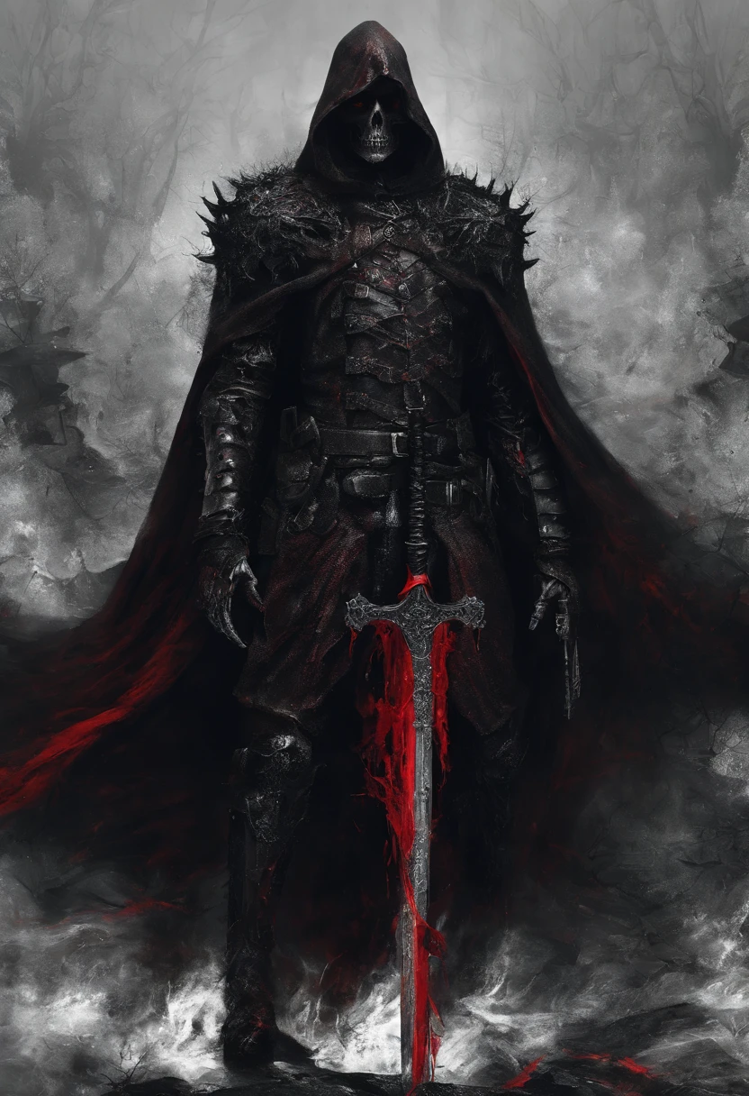 Dark army with red sword,Red Cape,