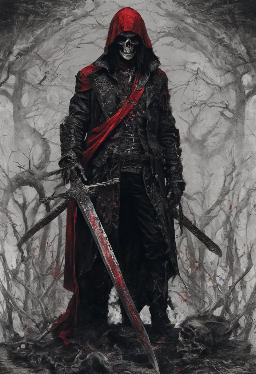 Dark pirate with a red sword,Red Cape,