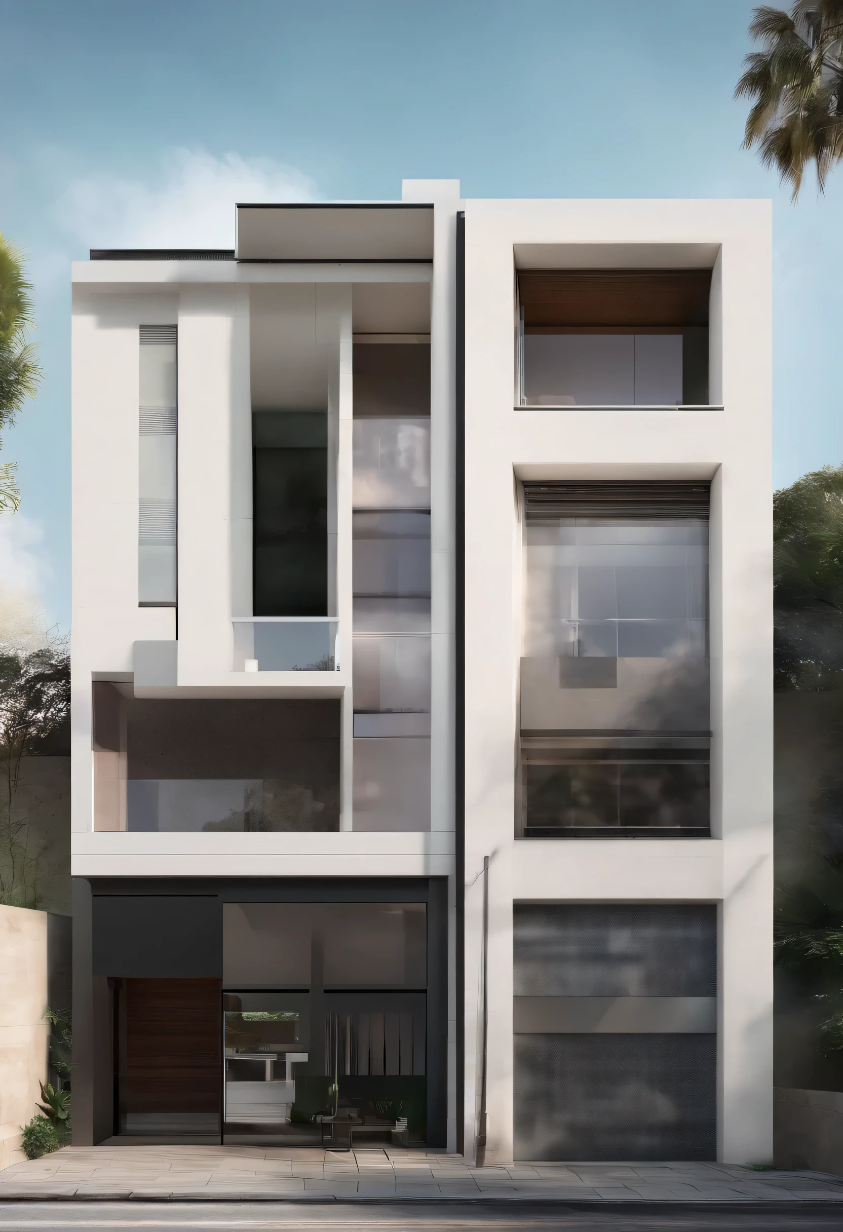 fachada de edificio imagem chapada e frontal alinhada e enquadrando toda a foto com detalhes bem viziveis (((obra de arte, mais alta qualidade,8k)),