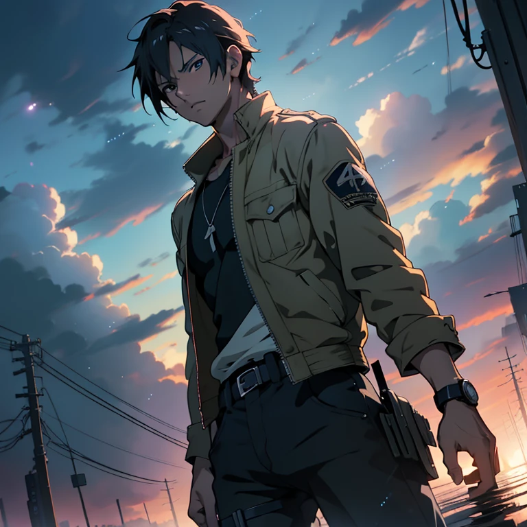 Young man look like leon kennedy looking up at the rainy sky, ultra-detailliert. anime image. by makoto shinkai, anime art wallpaper 4k, anime art wallpaper 4k, Anime art wallpaper 8k, anime wallpaper 4k, anime wallpaper 4k, 4K Anime Wallpapers, Anime Sky, amazing wallpapers, anime backgrounds, Anime Background Art