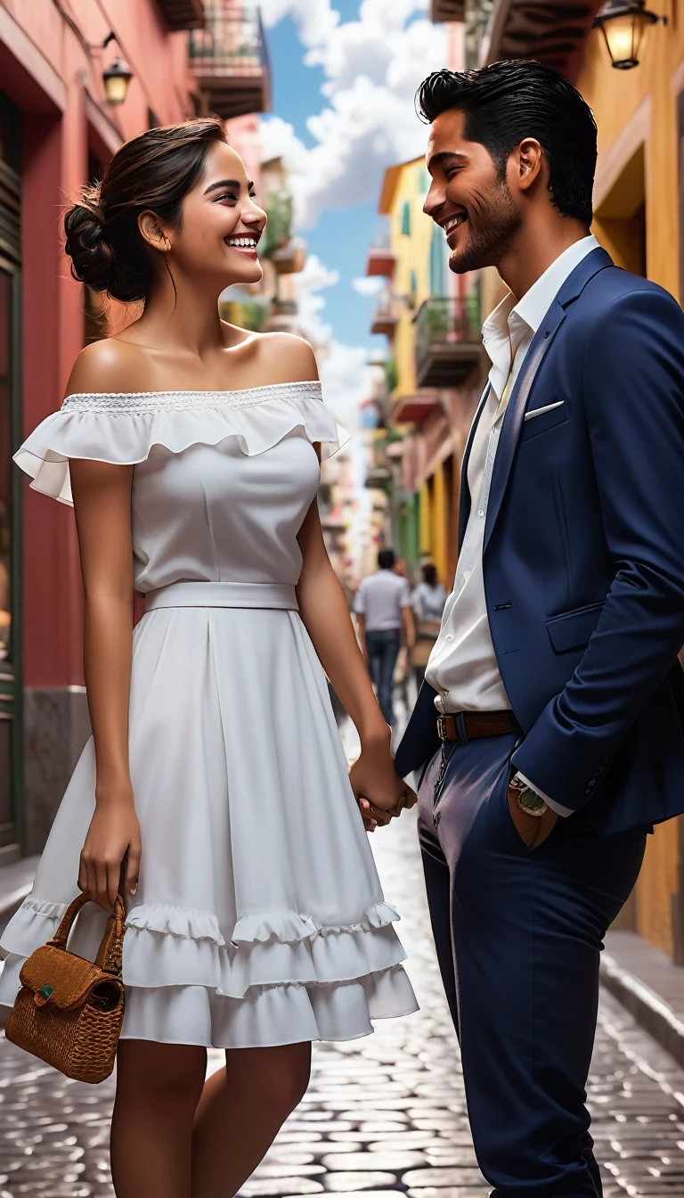 (Ultra realistic image, 42K, ultra-hd), IAs Ana and Miguel walk through the busy streets, their paths cross with a group of friends. They stop to talk and laugh, and soon they are surrounded by a cloud of positive energy. As the afternoon passes, Ana and Miguel feel more and more connected, as if they had known each other their entire lives.
When it's time to say goodbye, Ana and Miguel exchange meaningful looks. There are no words spoken, but the message is clear: there is something special happening between them.
With smiles on their faces and hearts full of hope, they go their separate ways, knowing that their destinies are intertwined. The flirtation of glances in the cafe was just the beginning of something magical.