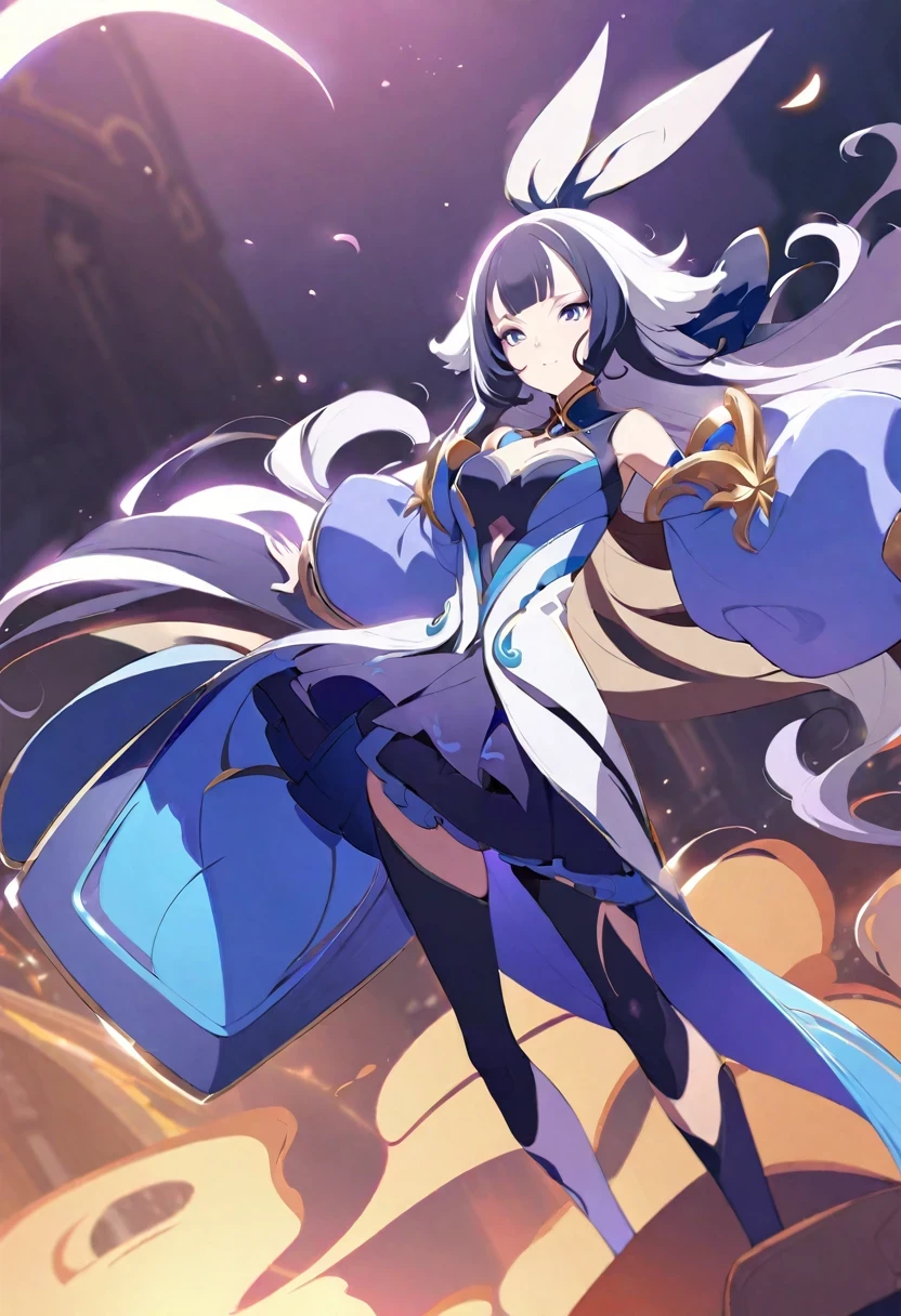 1girll, Solo, hindquarters, back to look back, trouser, onesie, long whitr hair, looking at viewert,Ganyu\(Genshin Impact\), 1girll, ahoge, buliding, By bangs, cropped shoulders, bell, Black gloves, Black tights, ((Blue hair)), Blushlush, Breasts, Chinese knot, the sleeve, east asian architecture, flower knot, mitts, cow horn, long whitr hair,, Bigchest, Neckbells, lacepantyhose, purpleeyes, , nipple tassels, White sleeves, ((Masterpiece)),blacksilk,upper legs,Big buttocks