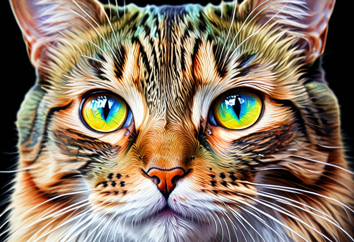 painting of a Cat with a colorful face and eyes, Cat. Digital Painting, Beautiful art UHD 4K, Digital Painting Very detailed, 4k Very detailed Digital Art, Detailed painting 4k, Very detailed Digital Artwork, Very detailed Digital Painting, Digital Art. Very detailed, beautiful Digital Artwork, stunning Digital Painting, 4k detailed Digital Art, gorgeous Digital Art