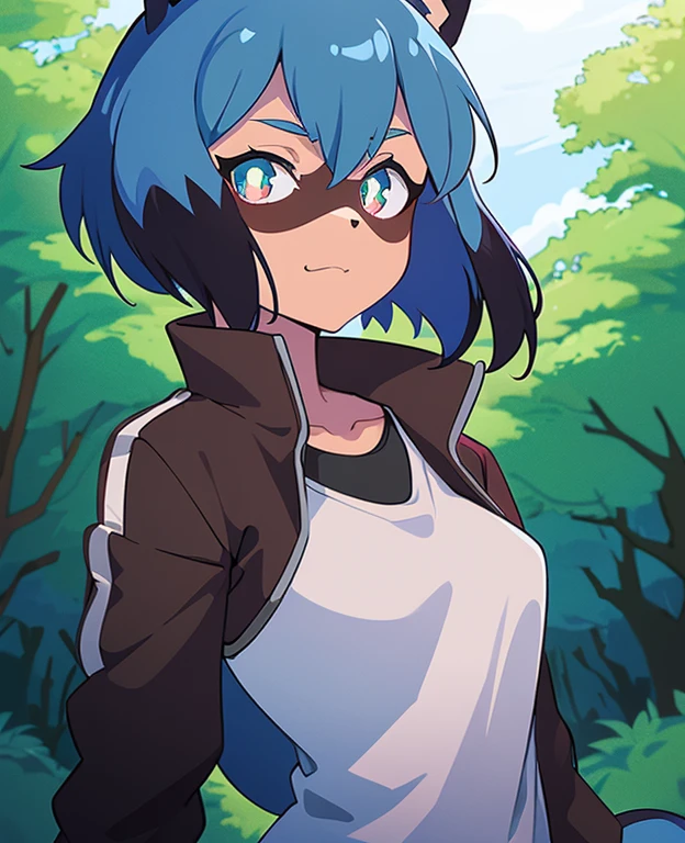 An anime woman with blue hair and a hoodie drowning in bog