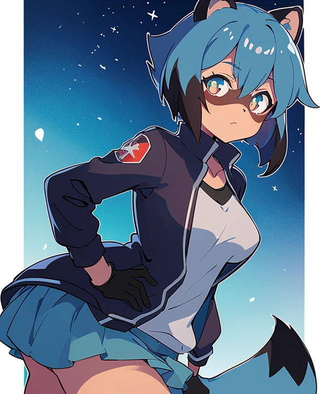 Michiru_kagemori, 1girl, Tier_Ohren, Blau_Haar, Body_Fell, Fellry, Fellry_weiblich, raccoon_Ohren, raccoon_girl, raccoon_???????, kurz_Haar, ???????, Rot_Jacke, Schiene_Jacke, White_Hemd, offener Mund, schreiend, scaRot, Nacht, Regen, Blitz, Blitz strike, outside, Wald, Baum, portrait, Allein, Oberer, higher_Body, ambient dunkelness, ??????