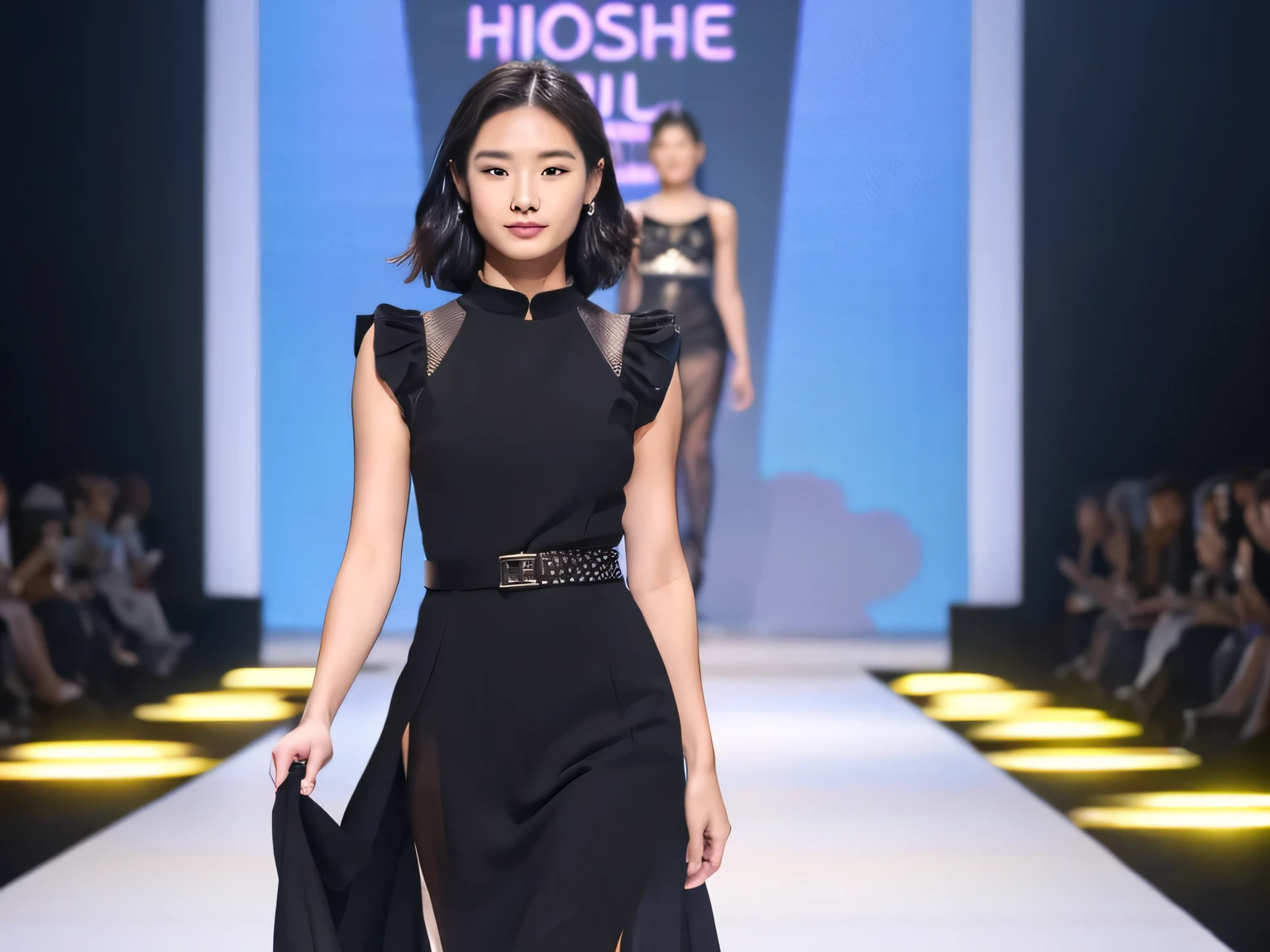 Fashion show runway、(highest quality, 8K, masterpiece, )