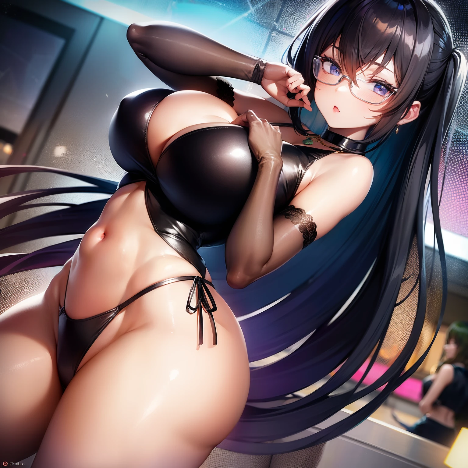 （8k ，Ultra Detailed，The best masterpiece，nature，Perfect work of art，Perfect female body），Two Women，Sister and younger sister， sisters，Rainbow hair，Perfect face，（huge ），Neighbor&#39;s Wife，woman hairstyle，elegant wife，Exquisite and inspiring ，20 years old，White skin，Messy hair，Perfect  body，Tone，flirtatious，Very large ，Yao Liu，Big butt very detailed，young beautiful teacher，teacher，wear glasses，Dance in a nightclub，Detail background，necklace，Perfect eyes，，T-type small size，huge big