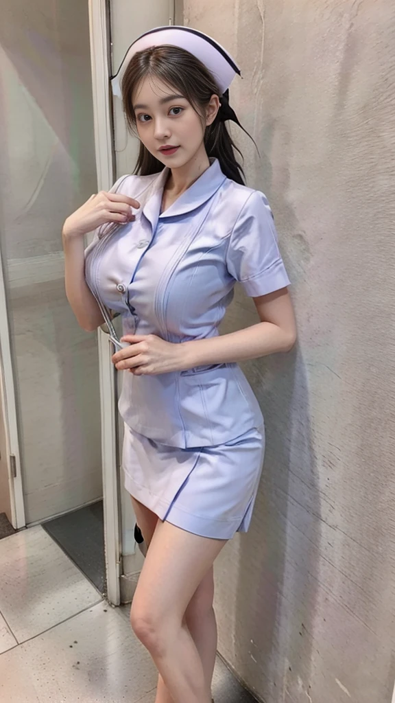 mature woman, Nurse Girl, Huge breasts, A gigantic rift, big breast, Make your breasts bigger., mature breasts, Two meter long hair, Light makeup, thin body, I&#39;m small., hips raised, small thighs, Long legs, pure white nurse uniform, short skirt, tight