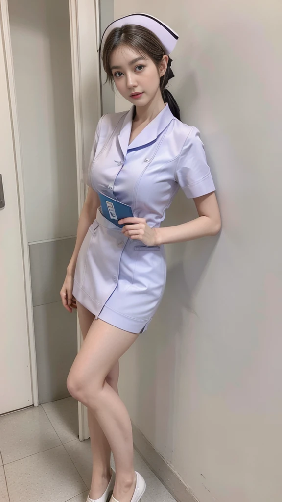 mature woman, Nurse Girl, Huge breasts, A gigantic rift, big breast, Make your breasts bigger., mature breasts, Two meter long hair, Light makeup, thin body, I&#39;m small., hips raised, small thighs, Long legs, pure white nurse uniform, short skirt, tight, legs apart, Slightly lift the legs.