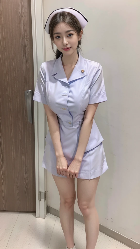 mature woman, Nurse Girl, Huge breasts, A gigantic rift, big breast, Make your breasts bigger., mature breasts, Two meter long hair, Light makeup, thin body, I&#39;m small., hips raised, small thighs, Long legs, pure white nurse uniform, short skirt, tight, legs apart, Slightly lift the legs.