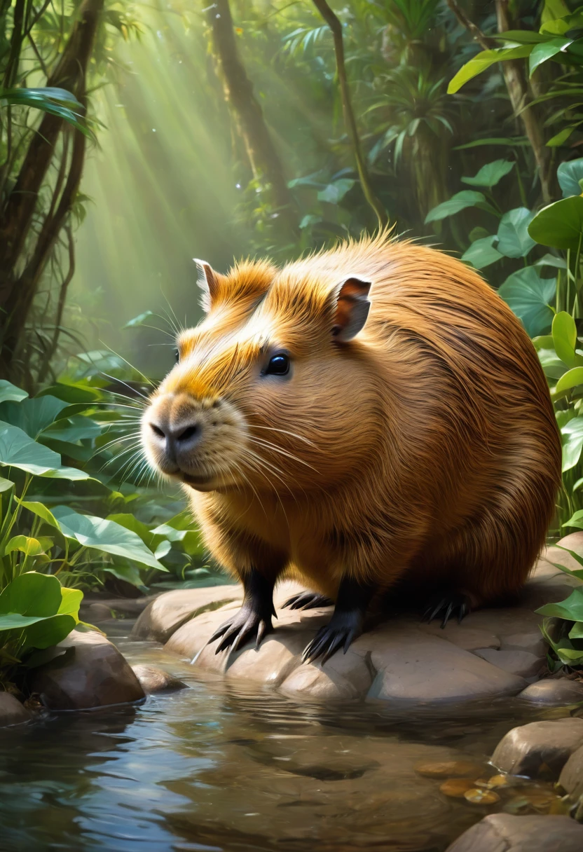 a capybara, by James Gurney, best quality, masterpiece, very aesthetic, perfect composition, intricate details, ultra-detailed