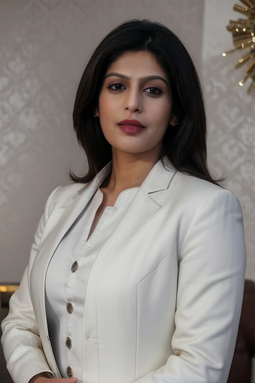 photo of piuymilf, a woman, 40 years old, wearing white blouse and a grey jacket, standing, realistic, (masterpiece:1.1), (best quality:1.1), beautiful, (intricate details), unity 8k wallpaper, ultra detailed, beautiful, aesthetic, perfect lighting 