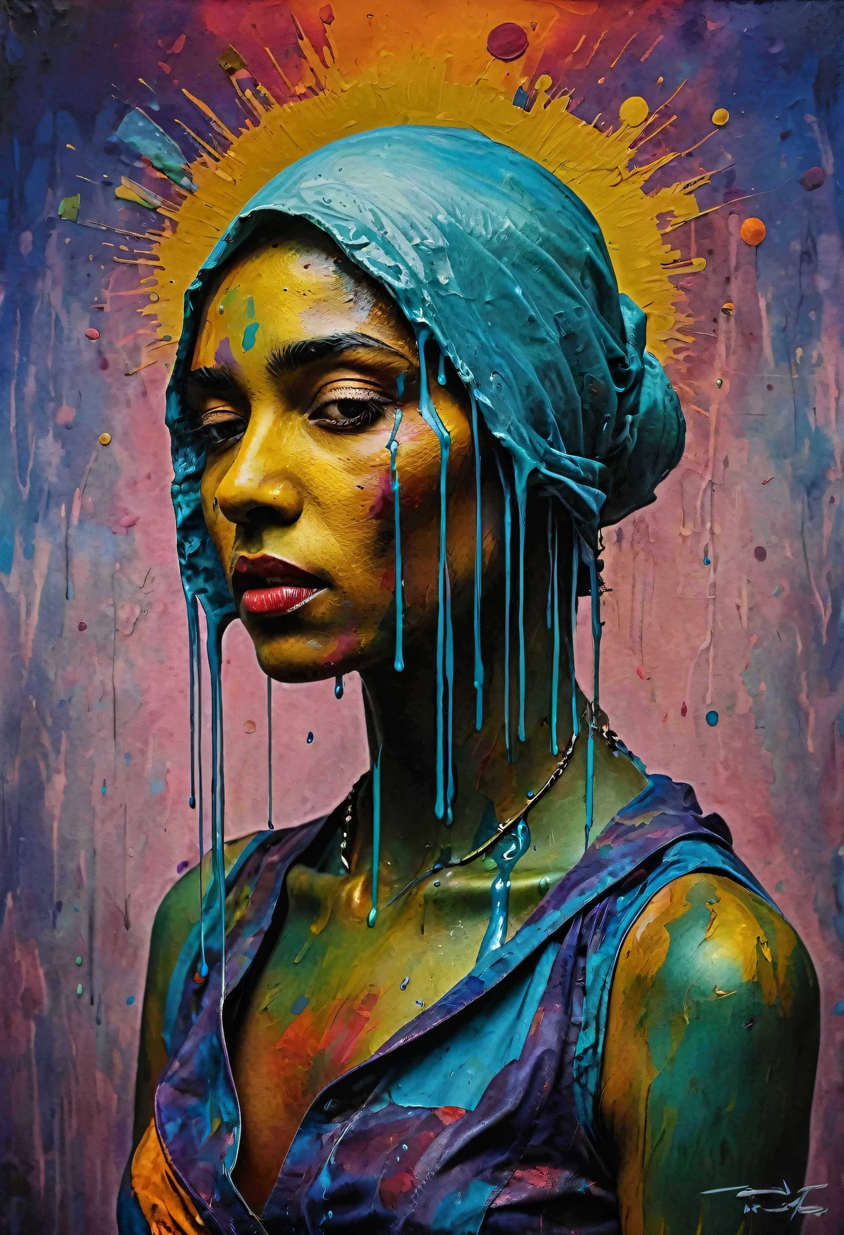 (Artistic Masterpiece of Romantic Life) ( (Themed Art of Life) ( (Conceptual Art) (NFT Exclusive) (Fauvism Work) ()”) Where visual poetry transcends traditional boundaries and embraces the dynamic interplay between creativity and technology Takes),dripping paint,darkart,style, in the style of esao andrews
