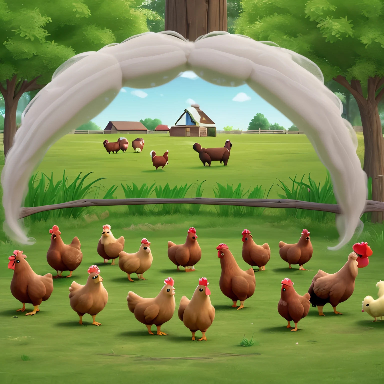 Make a video of 7 grass-fed chickens