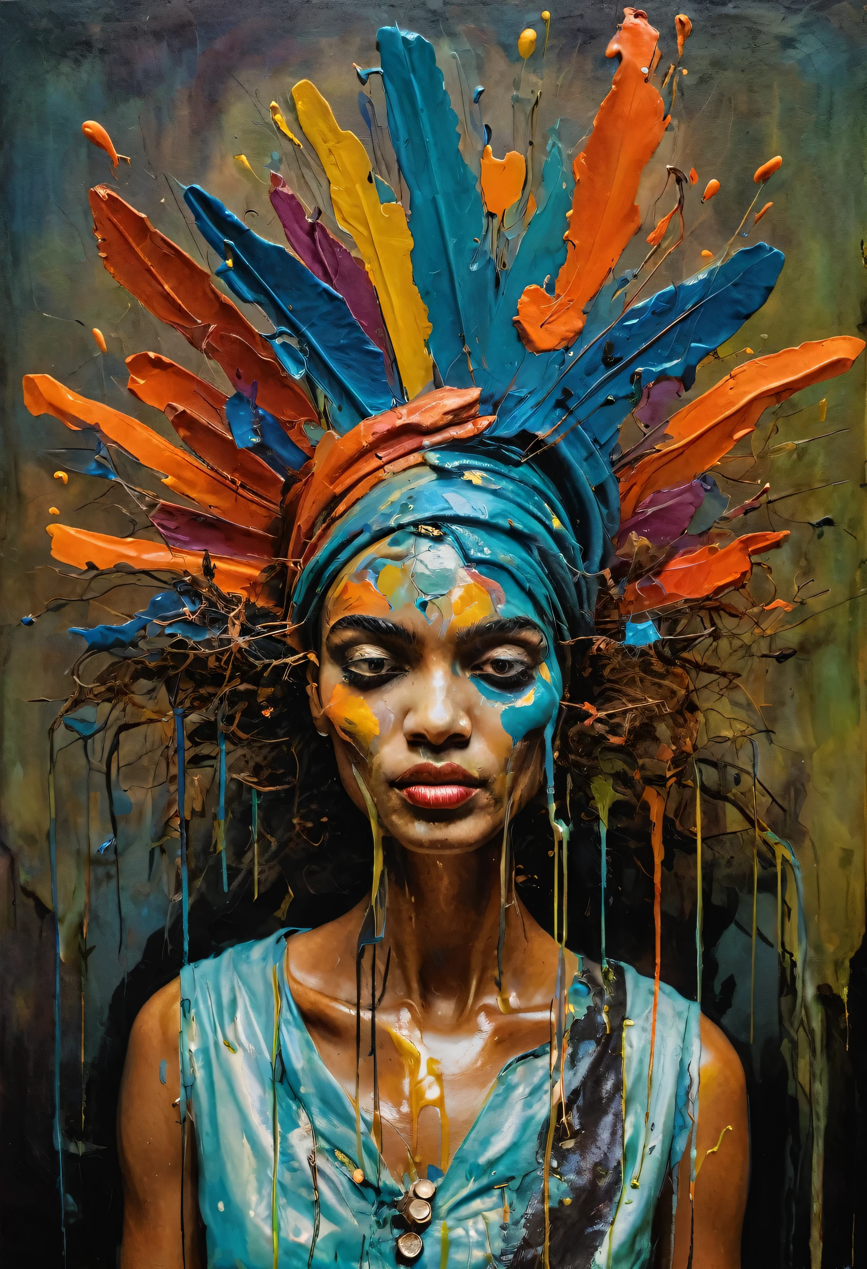 (Artistic Masterpiece of Romantic Life) ( (Themed Art of Life) ( (Conceptual Art) (NFT Exclusive) (Fauvism Work) ()”) Where visual poetry transcends traditional boundaries and embraces the dynamic interplay between creativity and technology Takes),dripping paint,darkart,style, in the style of esao andrews