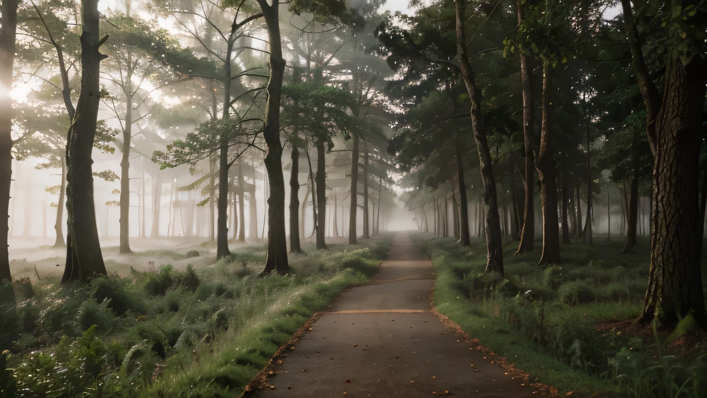 forest, the thick fog, path