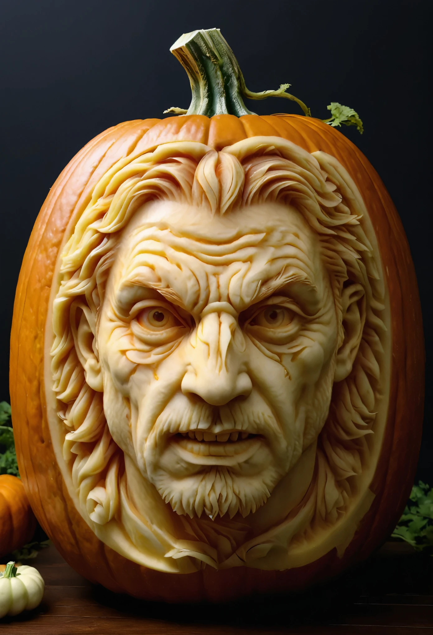 Double Exposure, Pumpkin Carving, 8k resolution, Ultra-detailed, Natural light, masterpiece, perfection, grow, amazing