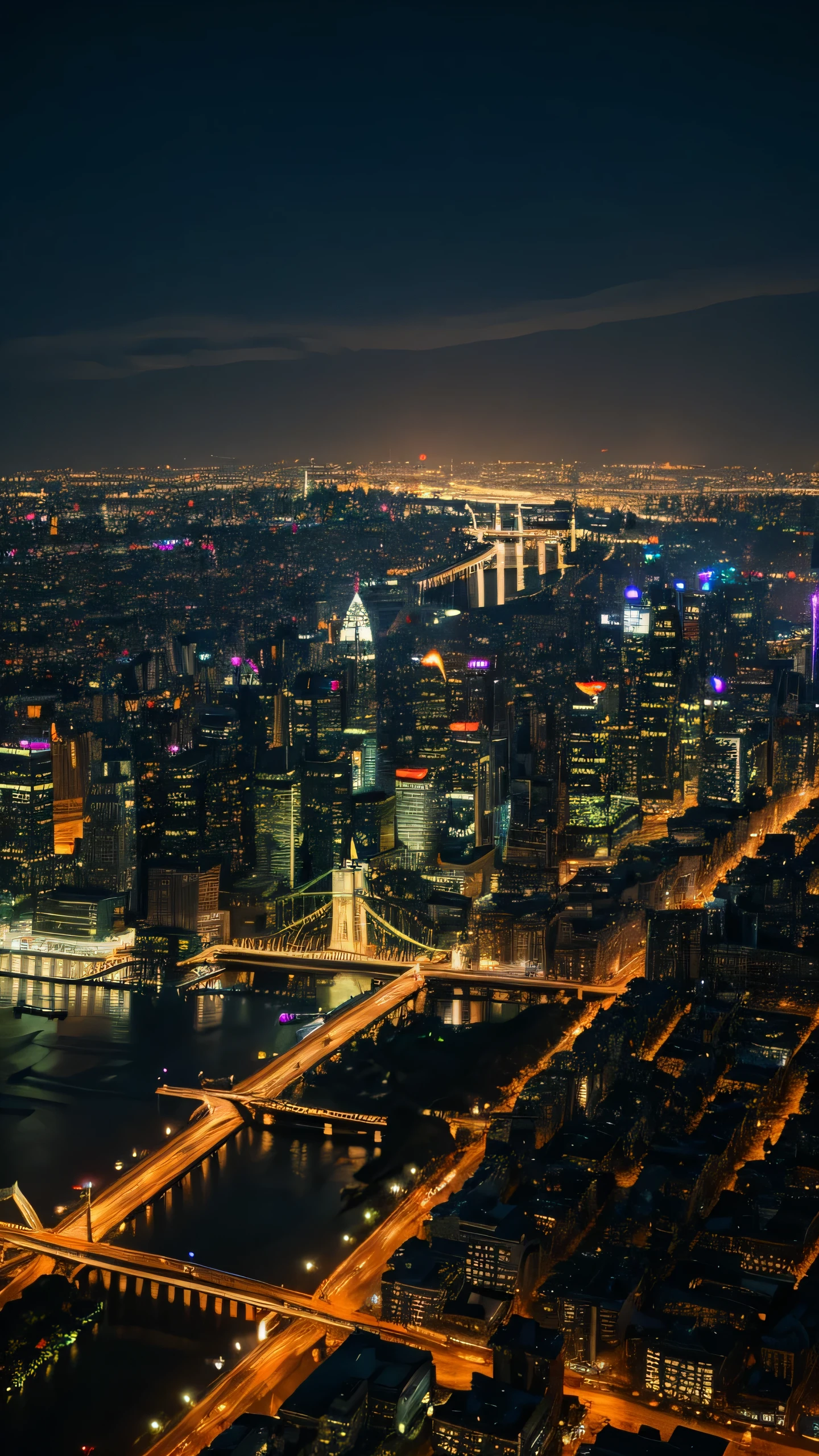 Highest quality,Fantasy,Big cities,Night view