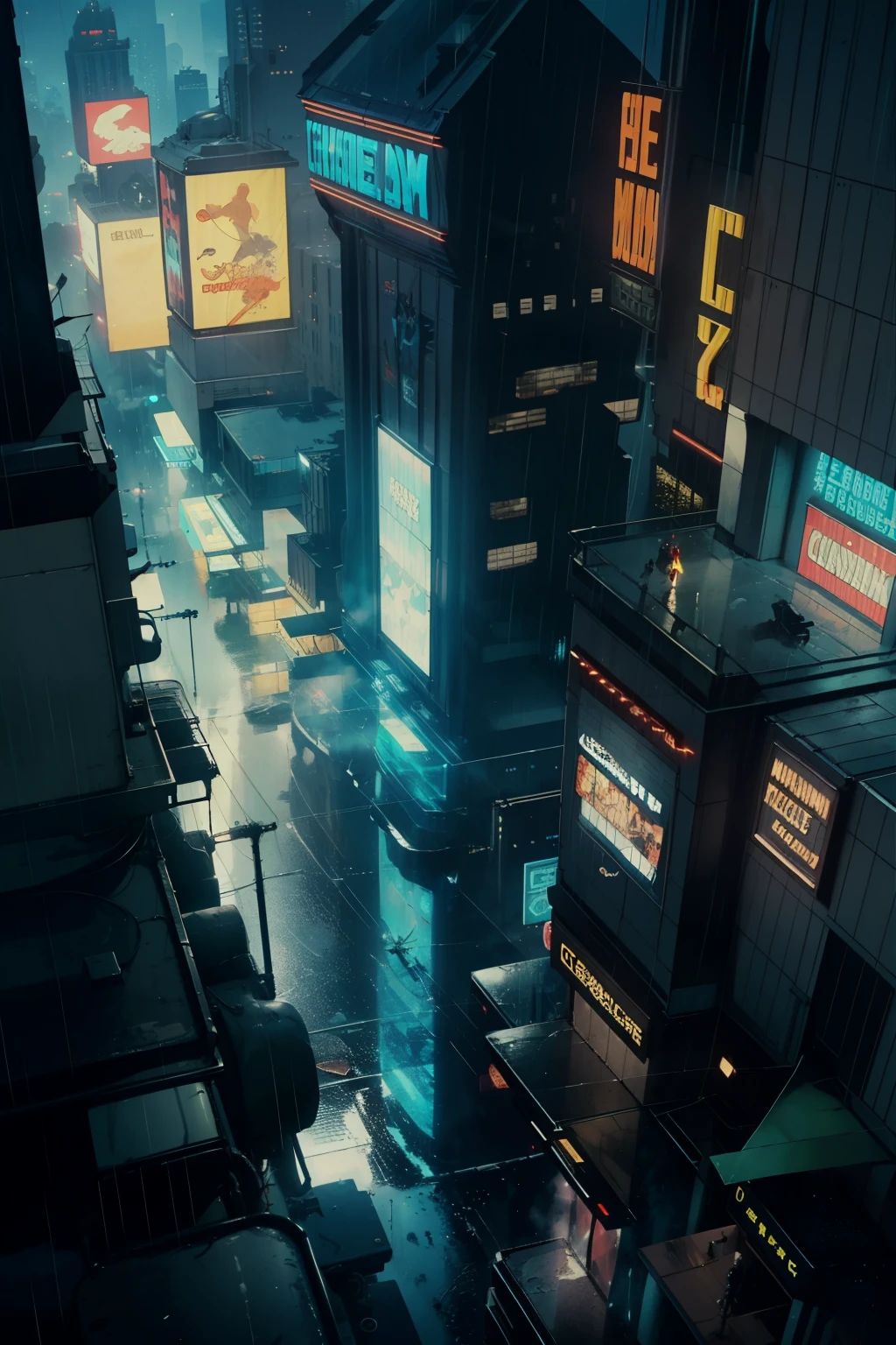 ((highest quality)), ((masterpiece)), (be familiar with), (High definition), (Accurate), (Realistic), (Cinematic), (Best Shadow), (Low contrast), (8K), Perfect Face, ((SYD MEAD style)), manga、mangaデザイン、Storyboard、Frame division、((1 Girl))、(Replicant), ((Black Hair, very short hair, Blue Eyes)), (Black hooded raincoat)、Glittering neon signs、congestion, congestion, Decadent Future City, NEO TOKYO, A.D.2051, (steam:1.2), It's raining white, evening,