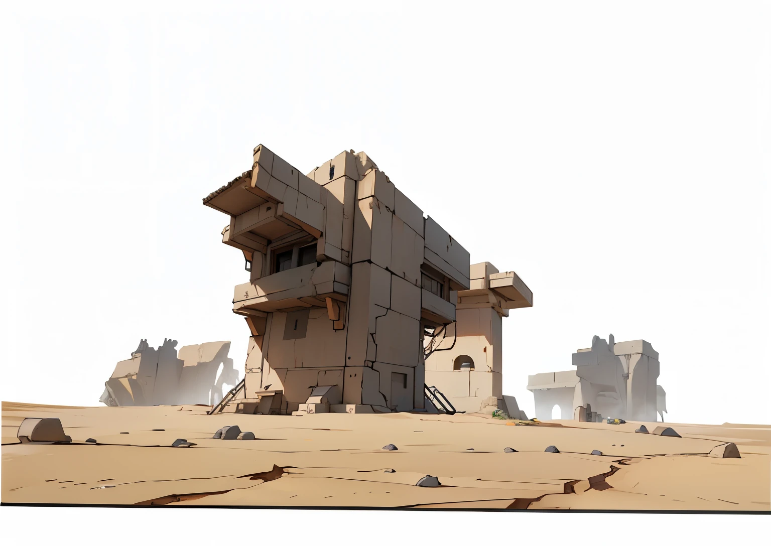 there is a small structure in the middle of a desert, Futuristic outpost building, arte conceitual for a video game, 2d arte conceitual, arte conceitual, arte conceitual, arte conceitual!, game arte conceitual, stylized arte conceitual, mining outpost, arte conceituals, fps game arte conceitual, highly detailed arte conceitual, hard edges arte conceitual, arte conceitualstyle