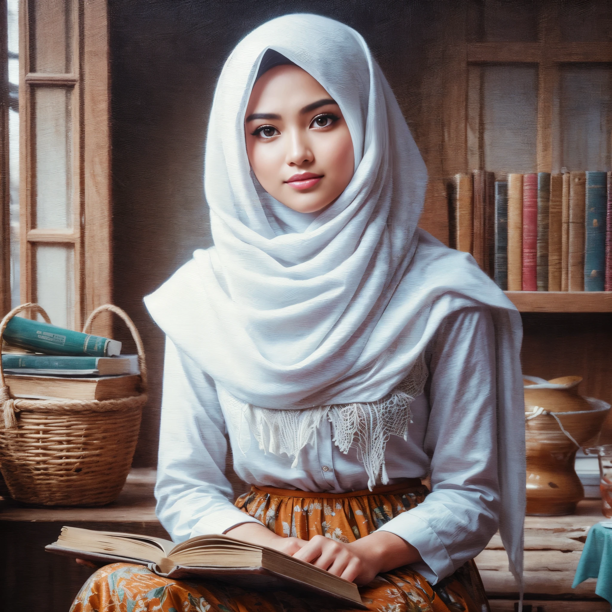 RAW, Best quality, high resolution, masterpiece: 1.3), beautiful Malay woman in hijab (iu:0.8),Best quality, high resolution, Masterpiece: 1.3, Beautiful hijabi malay girl, Masterpiece, Soft smile, Realistic, 1girl, charming eyes, glowing eyes,parted lips, big breast, Beautiful adult woman in hijap, full-length, beautiful figure, aesthetics of the female body, savage from the islands, hunter of mysterious creatures, observing the creature, in ambush, studying the creature found, in ranger clothes, with a large backpack, detailed clothes, many pockets, many belts, everything is hung with gadgets, catches small mysterious creatures, hunts small creatures, mysterious forest, beautiful forest, nature surrounded by flowers, tender leaves and branches surrounded by fireflies (natural elements), (jungle theme), (leaves), (branches), (fireflies), (particle effects), etc.3D Octane rendering, ray tracing, super detailing viewer, closeup