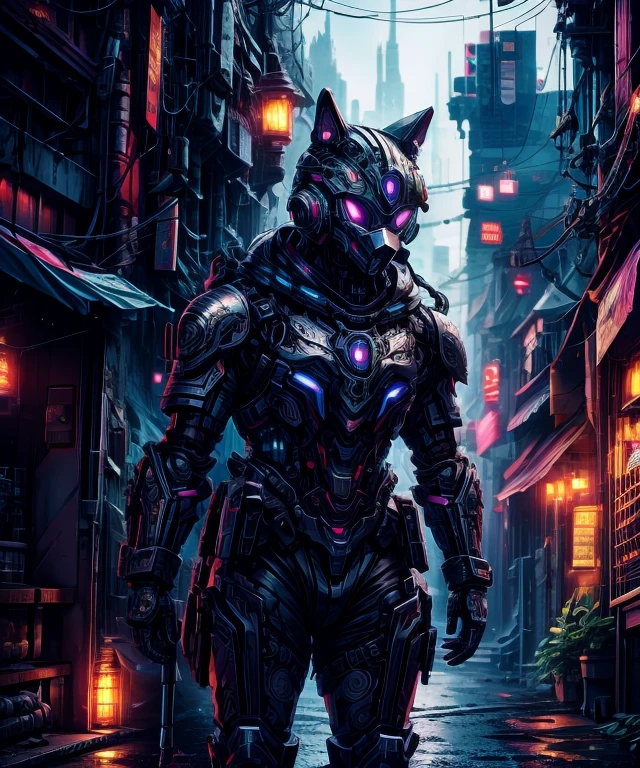 A cute puppy made of metal, robot, cyberpunk style, ((intricate details)), HDR, ((intricate details, super detailed)), cinematic shots, vignettes