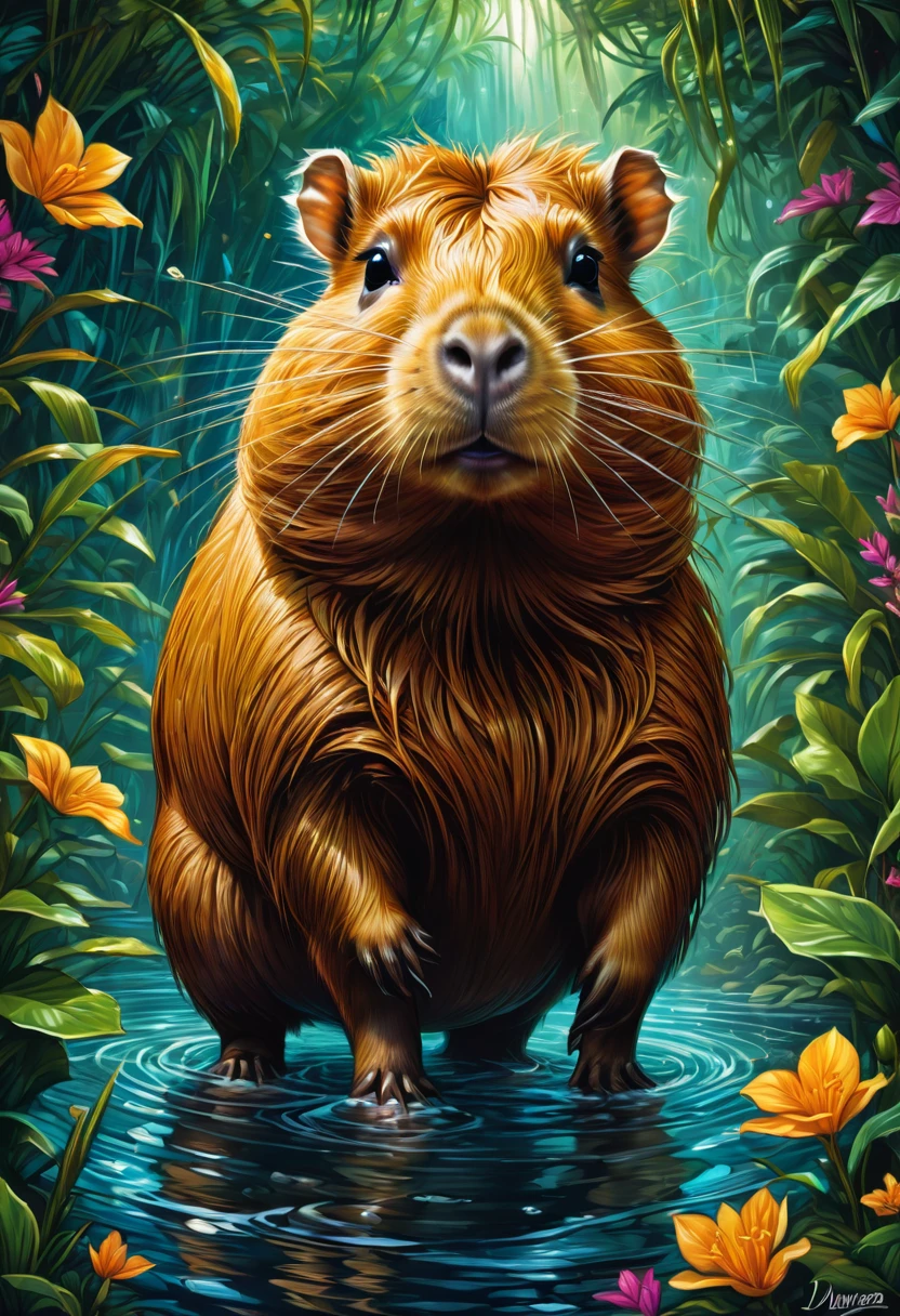 a capybara, by dan mumford, best quality, masterpiece, very aesthetic, perfect composition, intricate details, ultra-detailed