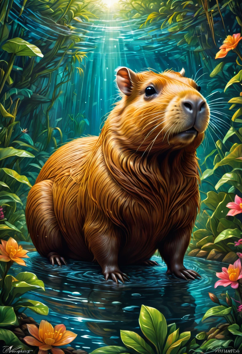 a capybara, by dan mumford, best quality, masterpiece, very aesthetic, perfect composition, intricate details, ultra-detailed