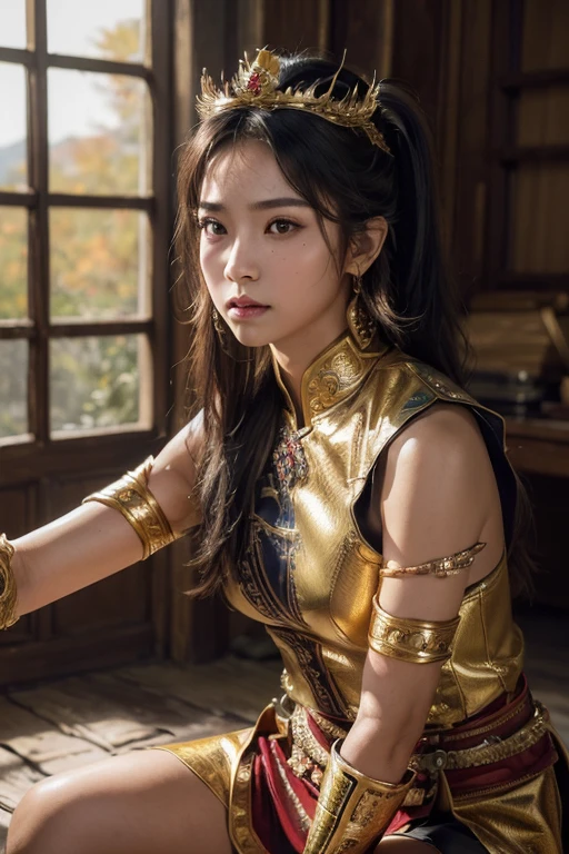 Rumekso ingsun, clad in laku nisto ngoyo Woro, sits with a defiant expression. Kelawan mekak howo flares out from her hips, Howo kang's durable armor reflecting the kang dur angkoro's menacing glare. Senadyan setan gentayangan lurks in the shadows, Atsansah gawe rubeda poised for attack, as time Hinggo pupusing jaman slows to a halt. Hameteg ingsun's Nyirep geni Wiso murko body hardens in determination.
Saben ulesing netro, Tinambaran sih Kaw