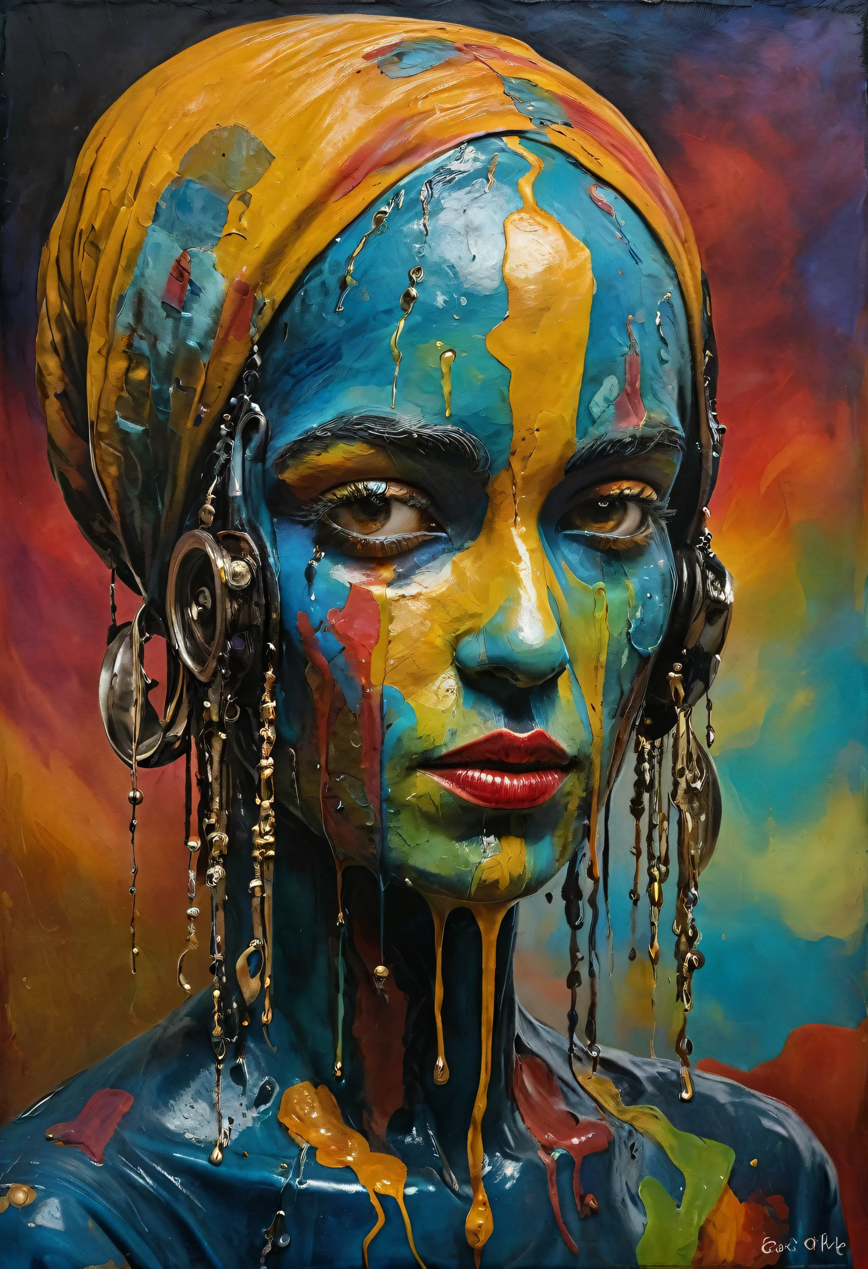 (Artistic Masterpiece of Romantic Life) ( (Themed Art of Life) ( (Conceptual Art) (NFT Exclusive) (Fauvism Work) ()”) Where visual poetry transcends traditional boundaries and embraces the dynamic interplay between creativity and technology Takes),dripping paint,darkart,style, in the style of esao andrews