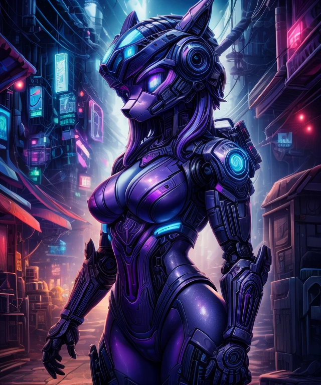 A cute puppy made of metal, robot, cyberpunk style, ((intricate details)), HDR, ((intricate details, super detailed)), cinematic shots, vignettes