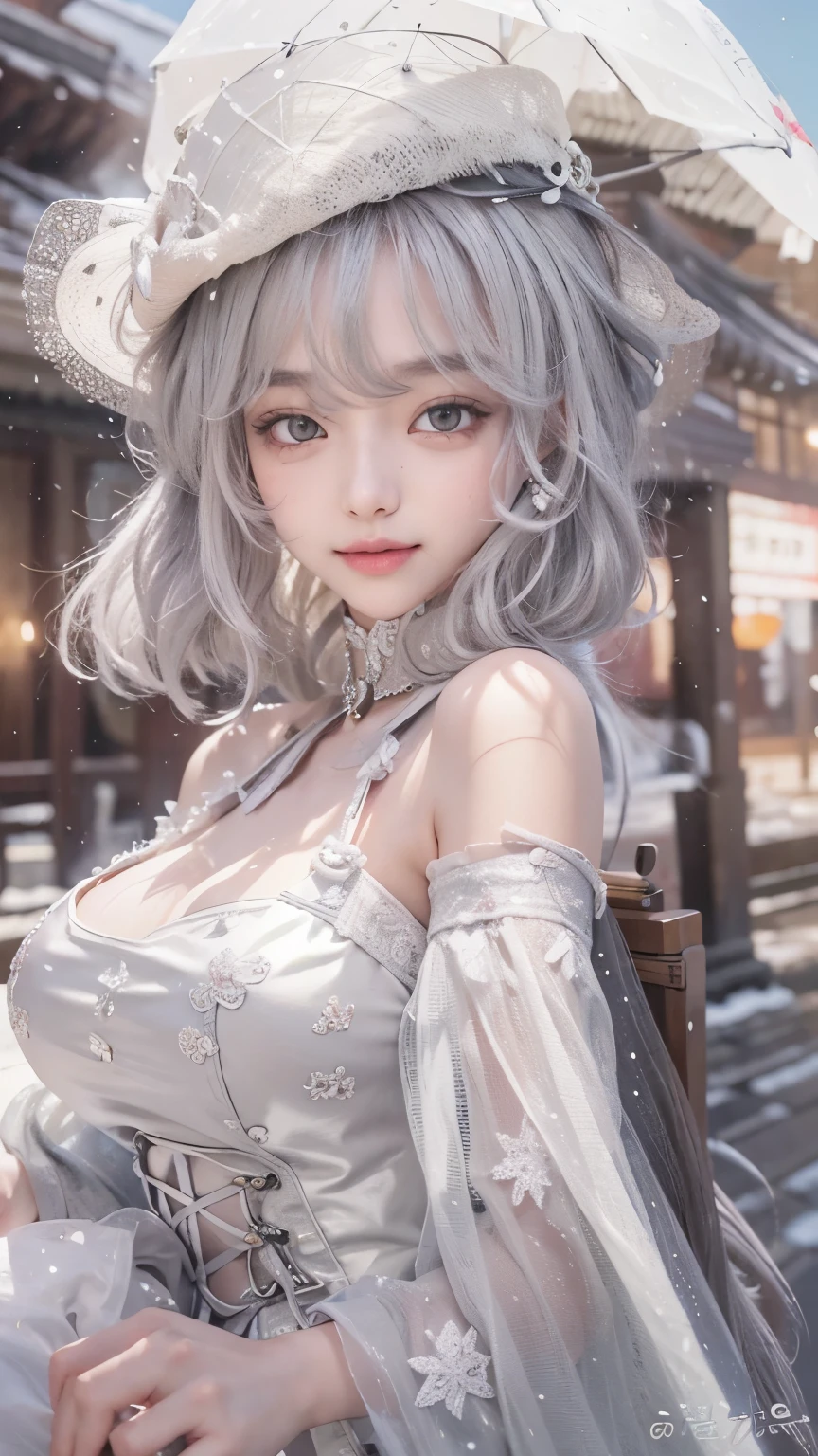 (Highest quality details)、Realistic、8K Ultra HD、High resolution、(One Girl:1.2)、(Low angle)、(Hit the knee)、超detailedな、High quality textures、Intricate details、detailed、非常にdetailedなCG、High Quality Shadows、detailed 美しく繊細な顔、detailed 美しく繊細な目、Depth of written boundary、Ray Tracing、20th Generation、(Cute Smile)、Cute K-Pop Girls、(The Face of Ulzan in Korea)、Narrow Face、(Ulzzang-6500-v1.1:0.6)、Purelos Face_v1、Glow Eyes、Perfect body、 View the viewer、(Raise your arms)、(Gray Hair con her 20s、Cute K-Pop Girls、(The Face of Ulzan in Korea)、Narrow Face、(Ulzzang-6500-v1.1:0.6)、cheek、Glossy Lips、Hasselblad, Carl Zeiss, Incredible dynamic range photography(utility_art:Smoose-768:1.1), Natural color reproduction, (corolla)、(choker)、Natural color reproduction、(Brown eyes)、(Gray Hair), (shortcut)、(Straight Bangs)、(Bans)、 Shiny Hair、The description of Beautiful and delicate hair、(Shiny skin)、(Long sleeve)、corset、Long skirt、(Snow Scene)、(it's snowing)、