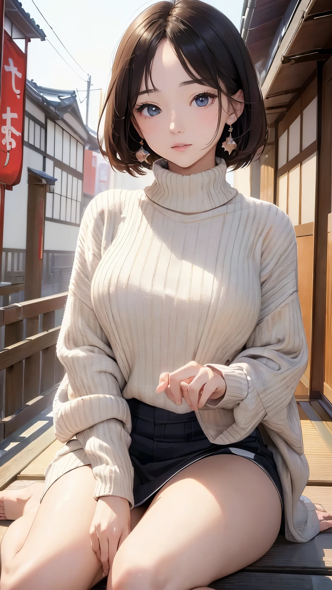 (((masterpiece))),(((High resolution)))、(((8K)))、(((perfect face)))、(((beauty of japan)))、25 years old、((Tight sweater)), look at the camera, top quality eyes, detailed texture, look at the camera
