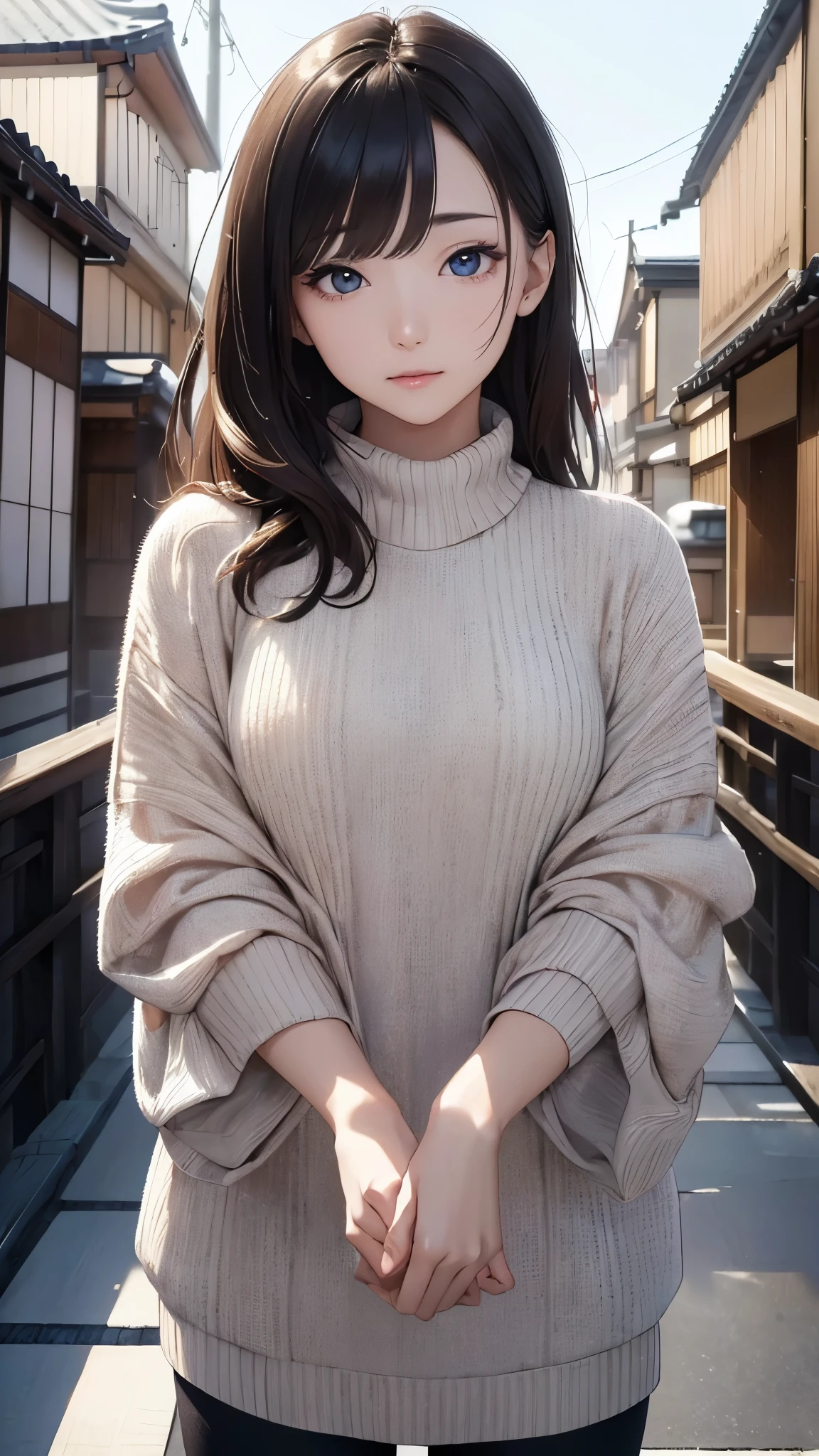 (((masterpiece))),(((High resolution)))、(((8K)))、(((perfect face)))、(((beauty of japan)))、25 years old、((Tight sweater)), look at the camera, top quality eyes, detailed texture, look at the camera